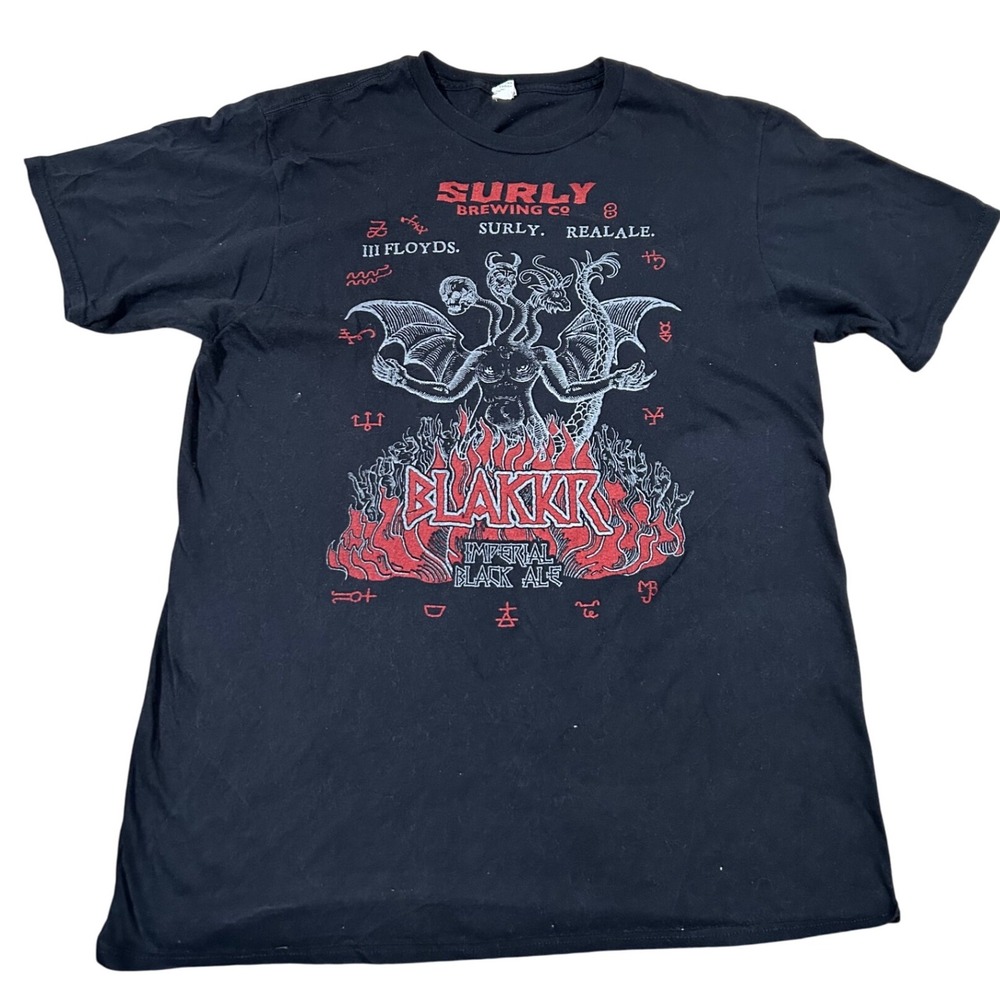 Vintage Mens Grunge Emo Rock Beer Gothic Graphic Grunge Skater 90s Alt Tshirt L